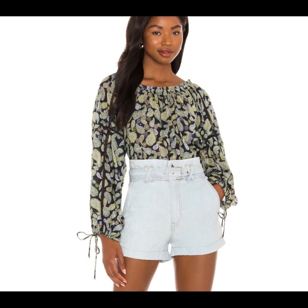 Intimately Free People Sundown Bodysuit Boho Blue Green Paisley Size Small